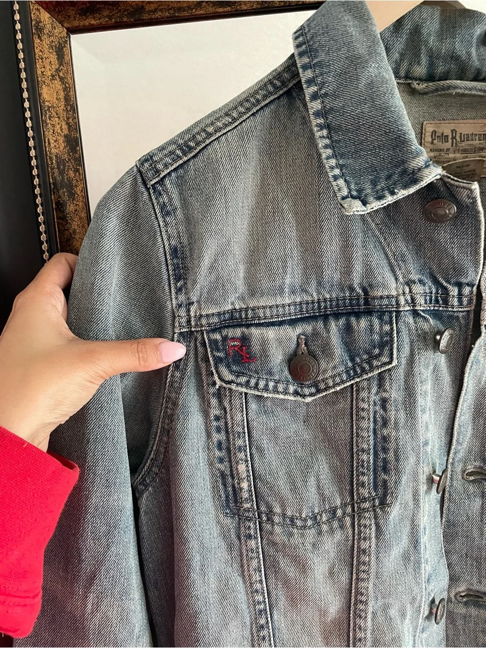 Polo Ralph Lauren Kids Denim Jean Jacket Light Wash Blue Size L 14-16 Classic